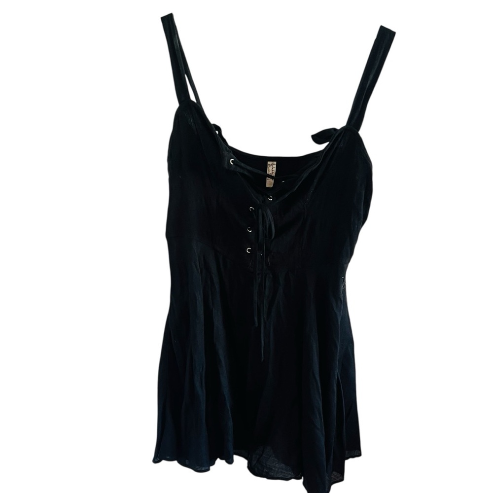 Free people Black Lace-Up Cami Swing Dress